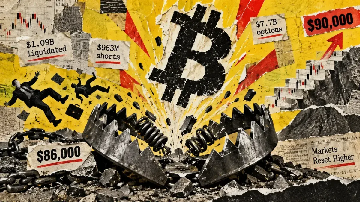 Bitcoin clears $86k, $1B shorts liquidated as $90k becomes next test